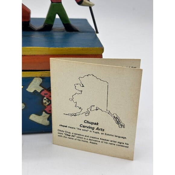 Vintage Handmade Wood carved Box with Dancing Figures Chupak Folk Art 1996 - Picture 12 of 16